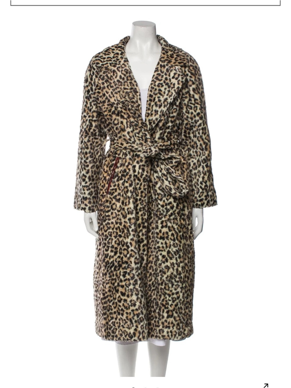 THE GREAT. Leopard-Print Plush Wrap Coat in Beige and Brown